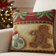 Load image into Gallery viewer, DaDa Bedding Gingerbread Snowman Woven Tapestry Throw Pillow Covers 16" x 16" (12917)