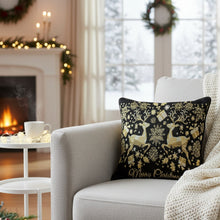 Load image into Gallery viewer, DaDa Bedding Magical Golden Reindeer Woven Tapestry Throw Pillow Covers 16&quot; x 16&quot;