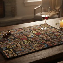 Load image into Gallery viewer, DaDa Bedding Set of 4-Pieces Ethnic Ornaments Geometric Black Tapestry Dining Placemats 13” x 19” (18118)