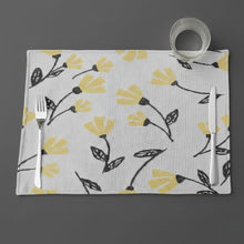 Load image into Gallery viewer, DaDa Bedding Set of 4-Pieces Sunshine Yellow Fleur Spring Tapestry Dining Table Placemats 13” x 19” (18112)