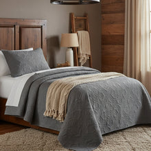 Load image into Gallery viewer, DaDa Bedding Floral Vintage Stone Wash Grey Matelassé Ash Silver Diamond Pattern Quilted Bedspread Set (JHW855)