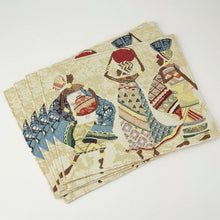 Load image into Gallery viewer, DaDa Bedding Set of 4-Pieces Dancing Women African Kwanzaa Tapestry Dining Table Placemats 13” x 19” (18117)