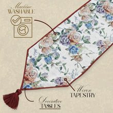 Load image into Gallery viewer, DaDa Bedding Vintage Romantic Roses Lovely Pink Floral Woven Tapestry Dining Table Runner (879)