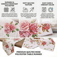 Load image into Gallery viewer, DaDa Bedding Romantic Roses Pink White Lovely Floral Quilted Dining Table Runner (879)
