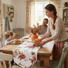 Load image into Gallery viewer, DaDa Bedding Romantic Roses Pink White Lovely Floral Quilted Dining Table Runner (879)