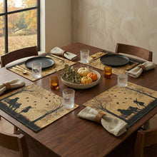 Load image into Gallery viewer, DaDalogy Bedding Set of 4 Pieces Autumn Birds Blessing Tapestry Dining Placemats 13” x 19” (Thanksgiving)