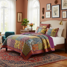 Load image into Gallery viewer, Tache Cotton Bohemian Carnival Garden Quilted Patchwork Bedspread Set (JHW-676)
