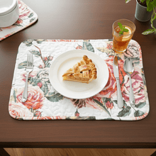 Load image into Gallery viewer, DaDa Bedding Set of 4-Pieces Romantic Roses Pink Floral Quilted Dining Placemats 13” x 19” (879)