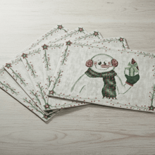 Load image into Gallery viewer, DaDa Bedding Set of 4-Pieces Magical Snowman Holiday Tapestry Placemats 13” x 19” (9733)