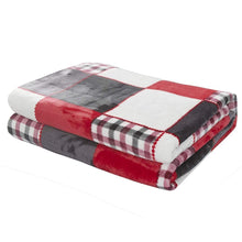 Load image into Gallery viewer, Tache Holiday Red Farmhouse Plaid Patchwork Flannel Throw Blanket (4025)