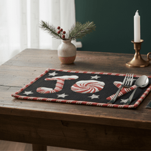 Load image into Gallery viewer, DaDa Bedding Set of 4-Pieces Peppermint Joy Holiday Tapestry Placemats 13” x 19” (12904)