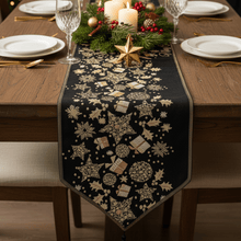 Load image into Gallery viewer, DaDa Bedding Magical Golden Reindeer Woven Tapestry Dining Table Runner (18272)