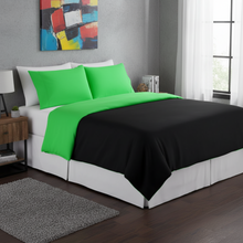 Load image into Gallery viewer, Tache Cotton Lime Green &amp; Black Reversible Duvet Cover (DC32PC)