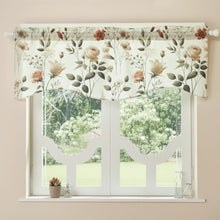 Load image into Gallery viewer, DaDa Bedding Collection Enchanted Meadow Semi-Sheer Valance - Floral Elegance in Beige, Rose, and Soft Green, Light Filtering See Through Microfiber, Rod Pocket Design, 18x52 Inches