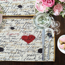Load image into Gallery viewer, Tache Romantic Valentine’s Love Letter Beige Woven Tapestry Placemat Set (18111)