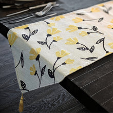 Load image into Gallery viewer, DaDa Bedding Yellow Fleur Floral Garden Woven Tapestry Dining Table Runner (18112)