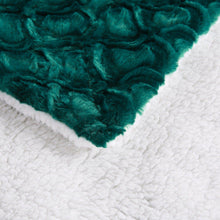 Load image into Gallery viewer, DaDa Bedding Mermaid Scales Emerald Green Blue w/ Sherpa Backside Faux Fur Throw Blanket (BL-171805)