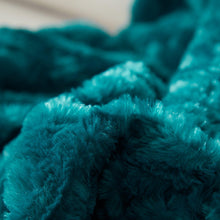 Load image into Gallery viewer, DaDa Bedding Mermaid Scales Emerald Green Blue w/ Sherpa Backside Faux Fur Throw Blanket (BL-171805)