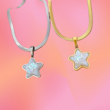 Load image into Gallery viewer, Titanium Pearl Star Charm Necklace