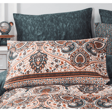 Load image into Gallery viewer, Tache Rustic Paisley Mandala Palace Teal Orange Ivory Pillowcases (KF174)