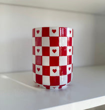 Load image into Gallery viewer, Checkered Heart Large Vase/Utensil Holder