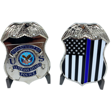 Load image into Gallery viewer, JJ-007 VA Veterans Affairs Challenge Coin Police Thin Blue Line Flag