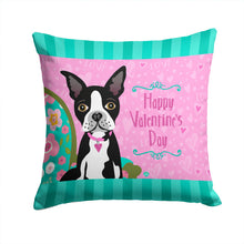Load image into Gallery viewer, Happy Valentine's Day Boston Terrier Throw Pillow - 14x14 Decorative Pillow – Art for Your Home &amp; Patio VHA3001PW1414