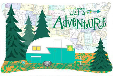 Let's Adventure Glamping Trailer Fabric Decorative Pillow VHA3003PW1216