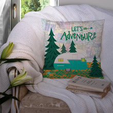 Load image into Gallery viewer, Let's Adventure Glamping Trailer Throw Pillow - 14x14 Decorative Pillow – Art for Your Home &amp; Patio VHA3003PW1414