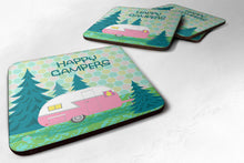 Load image into Gallery viewer, Happy Campers Glamping Trailer Coasters - Set of 4 Lightweight Foam, Absorbent Drink Coasters VHA3004FC