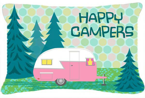Happy Campers Glamping Trailer Fabric Decorative Pillow VHA3004PW1216