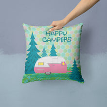 Load image into Gallery viewer, Happy Campers Glamping Trailer Throw Pillow - 14x14 Decorative Pillow – Art for Your Home &amp; Patio VHA3004PW1414