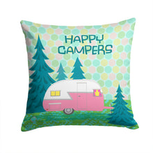 Load image into Gallery viewer, Happy Campers Glamping Trailer Throw Pillow - 14x14 Decorative Pillow – Art for Your Home &amp; Patio VHA3004PW1414