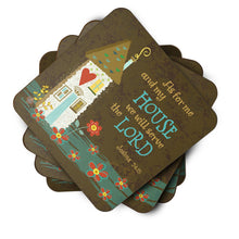 Load image into Gallery viewer, As For Me And My House Coasters - Set of 4 Lightweight Foam, Absorbent Drink Coasters VHA3005FC
