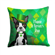Load image into Gallery viewer, St Patrick's Day Boston Terrier Throw Pillow - 14x14 Decorative Pillow – Art for Your Home &amp; Patio VHA3006PW1414
