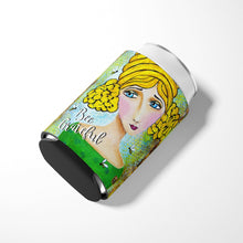 Load image into Gallery viewer, Bee Grateful Girl with Beehive Can or Bottle Hugger VHA3008CC