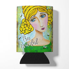 Load image into Gallery viewer, Bee Grateful Girl with Beehive Can or Bottle Hugger VHA3008CC