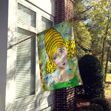 Load image into Gallery viewer, Bee Grateful Girl with Beehive Flag Canvas House Size VHA3008CHF