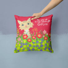 Load image into Gallery viewer, Garden Cat Throw Pillow - 14x14 Decorative Pillow – Art for Your Home &amp; Patio VHA3009PW1414