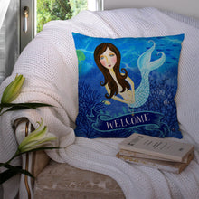 Load image into Gallery viewer, Welcome Mermaid Throw Pillow - 14x14 Decorative Pillow – Art for Your Home &amp; Patio VHA3010PW1414