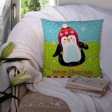 Load image into Gallery viewer, Merry Christmas Happy Penguin Throw Pillow - 14x14 Decorative Pillow – Art for Your Home &amp; Patio VHA3015PW1414