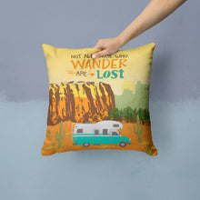 Load image into Gallery viewer, RV Camper Camping Wander Throw Pillow - 14x14 Decorative Pillow – Art for Your Home &amp; Patio VHA3027PW1414