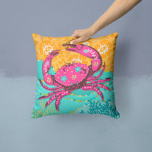 Load image into Gallery viewer, Coastal Pink Crab Throw Pillow - 14x14 Decorative Pillow – Art for Your Home &amp; Patio VHA3028PW1414