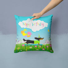 Load image into Gallery viewer, Happy Birthday Dachshund Throw Pillow - 14x14 Decorative Pillow – Art for Your Home &amp; Patio VHA3029PW1414