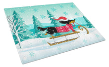 Load image into Gallery viewer, Merry Christmas Dachshund Glass Cutting Boards – Durable, Decorative Kitchen Art Large VHA3030LCB