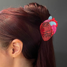 Load image into Gallery viewer, Velvet Claws Anatomical Heart Hair Clip | Red Heart Shaped Claw Clip in Velvet Travel Bag