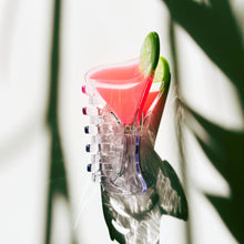Load image into Gallery viewer, Velvet Claws Cosmo Pink Cocktail Hair Claw | Stemmed Glass Shaped Claw Clip in Velvet Travel Bag