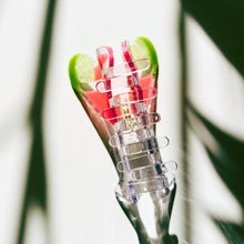 Load image into Gallery viewer, Velvet Claws Cosmo Pink Cocktail Hair Claw | Stemmed Glass Shaped Claw Clip in Velvet Travel Bag