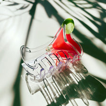 Load image into Gallery viewer, Velvet Claws Cosmo Pink Cocktail Hair Claw | Stemmed Glass Shaped Claw Clip in Velvet Travel Bag