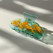 Load image into Gallery viewer, Velvet Claws Goldfish Hair Clip | School of Gold Fish | Claw Clip in Velvet Travel Bag